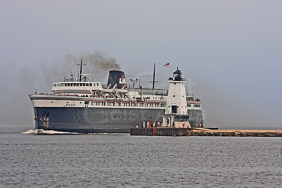 2011-08-08-0007 SS Badger Passes Ludington Lighthouse #1